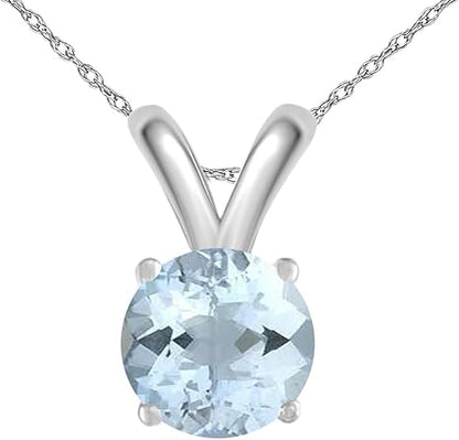 1.10Ct Round Pendant in 14k White Gold (7 mm), Best Valentinesday Gift