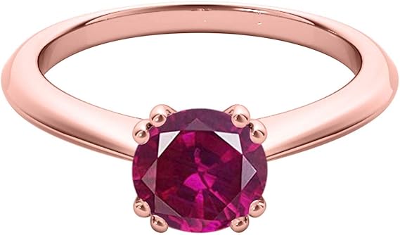 1.00 Carat Created Round Ruby/Gemstone Ring In 10K White, Yellow & Rose Gold, Best Valentinesday Gift