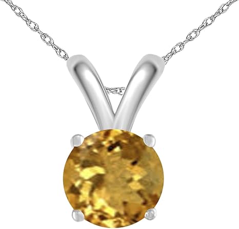 1.60Ct Round Pendant in 14k White Gold (8 mm), Best Valentinesday Gift