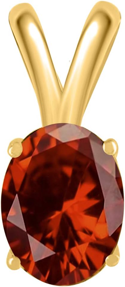 1.70Ct Oval Garnet Pendant in 14k Yellow Gold (9x7 mm), Best Valentinesday Gift