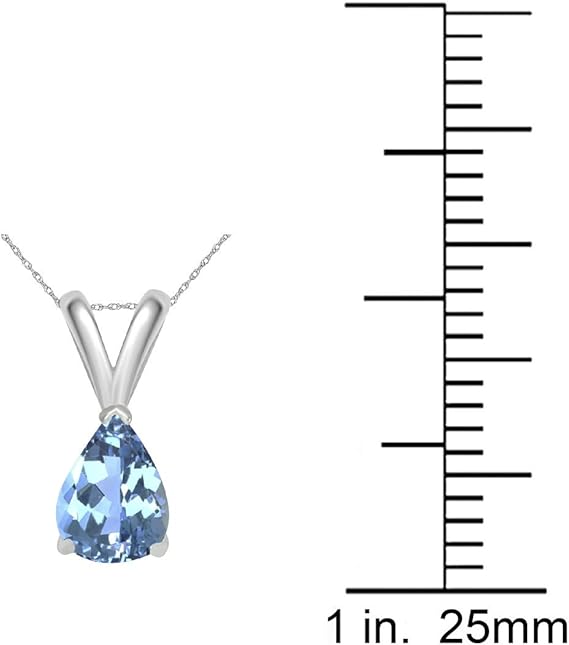 0.45Ct Pear Blue Topaz Pendant in 14k White Gold (6x4 mm), Best Valentinesday Gift