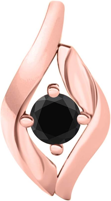 1/2 Carat Natural Black Diamond Pendant In 10K Rose, White & Yellow Gold, Best Valentinesday Gift