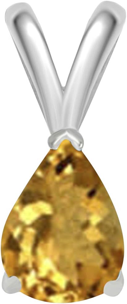 0.45Ct Pear Citrine Pendant in 14k White Gold (6x4 mm), Best Valentinesday Gift