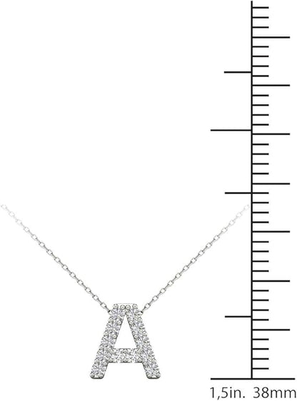 AoneJewelry 0.12 Carat Natural White Diamond Initial A Pendant Necklace For Women In 14K Yellow and White Gold with 18" Gold cable Chain