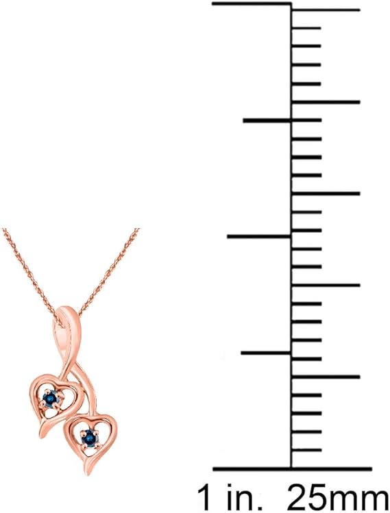 Blue Diamond 1.00 Carat Double Heart Pendant In 10K Solid Rose, White & Yellow Gold, Best Valentinesday Gift