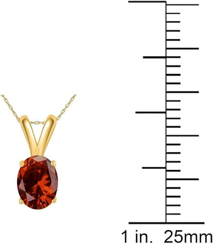 0.80Ct Oval Garnet Pendant in 14k Yellow Gold (7x5 mm), Best Valentinesday Gift