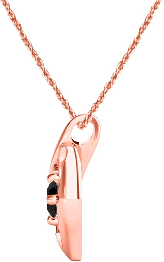 1/2 Carat Natural Black Diamond Pendant In 10K Rose, White & Yellow Gold, Best Valentinesday Gift