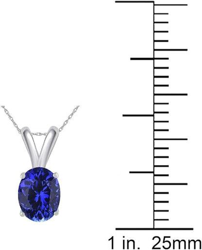 0.45Ct Oval Tanzanite Pendant in 14k White Gold (6x4 mm), Best Valentinesday Gift