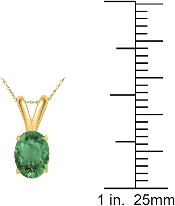 0.45Ct Oval Emerald Pendant in 14k Yellow Gold (6x4 mm), Best Valentinesday Gift