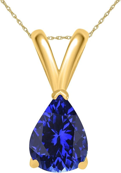 0.45Ct Pear Tanzanite Pendant in 14k Yellow Gold (6x4 mm), Best Valentinesday Gift