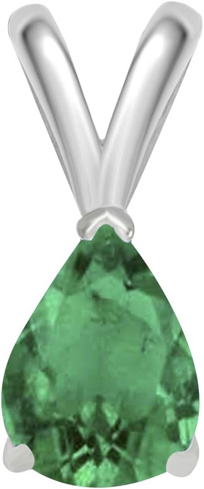 0.45Ct Pear Emerald Pendant in 14k White Gold (6x4 mm), Best Valentinesday Gift