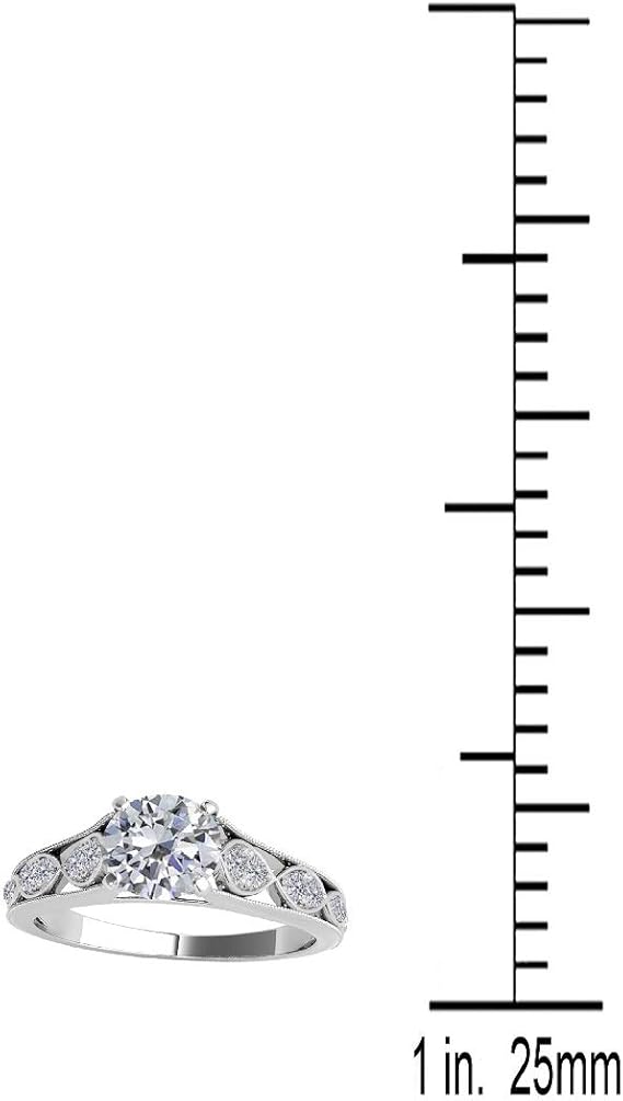 AoneJewelry Aone Jewelry 1 Carat (I-J, I1-I2) Round Shape Natural Diamond Cathederal Style Engagement Ring In 14k Solid White Gold (size 5-9), Best Valentinesday Gift