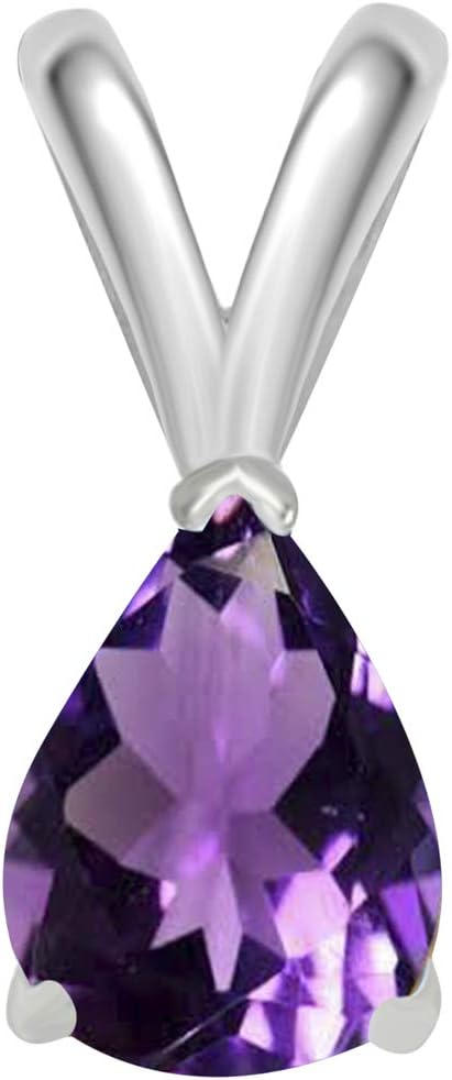 0.45Ct Pear Amethyst Pendant in 14k White Gold (6x4 mm), Best Valentinesday Gift