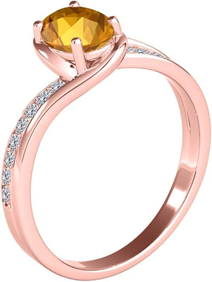 1.40 Carat Diamond Oval Shape Citrine In 10K Solid Rose, White & Yellow Gold, Best Valentinesday Gift