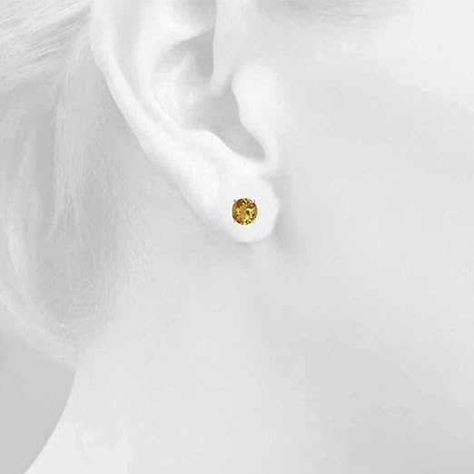 AoneJewelryRound Citrine Earrings for Women In 14k White Gold Prong-Setting Gemstone Wedding Jewelry Collection