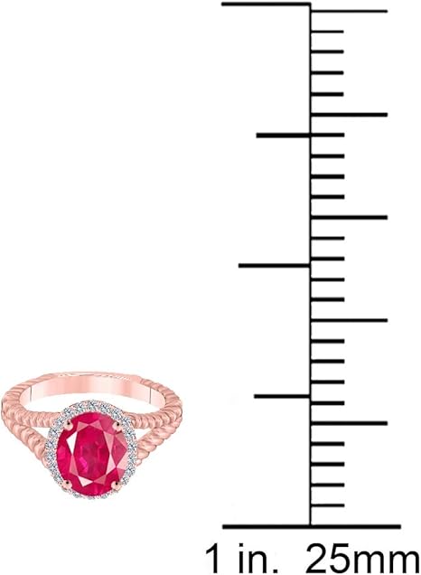 Oval Shape Created Ruby And Diamond Ring In 10K Solid Yellow, Rose & White Gold, Best Valentinesday Gift