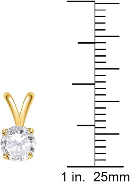 AoneJewelry 0.40 CT Round White Diamond Solitaire Pendant In 14K Yellow Gold, Best Valentinesday Gift