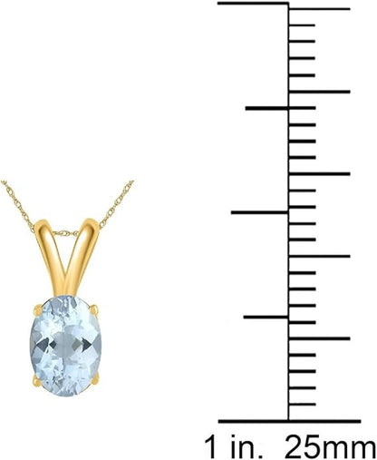 0.80Ct Oval Aquamarine Pendant in 14k Yellow Gold (7x5 mm), Best Valentinesday Gift