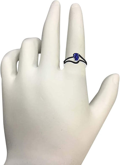 Aonejewelry 1.45 Ct. Created Tanzanite 10K Rose, White & Yellow Gold Dimaond Ring, Best Valentinesday Gift