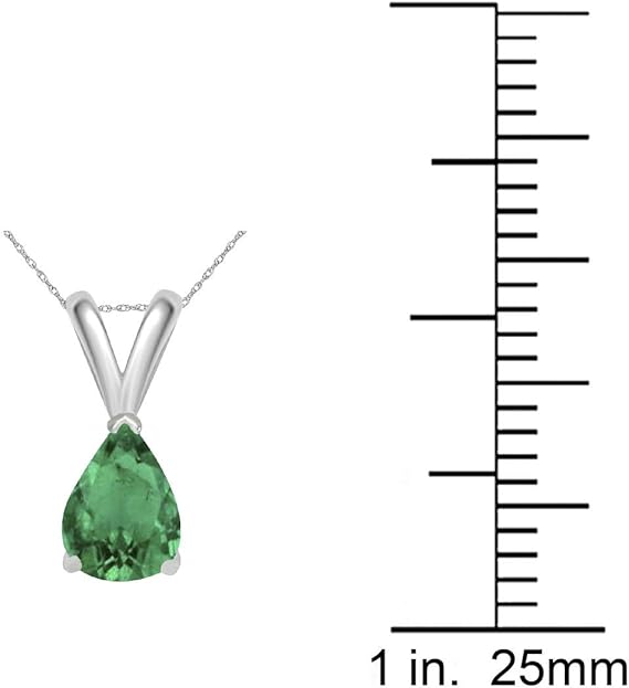 0.45Ct Pear Emerald Pendant in 14k White Gold (6x4 mm), Best Valentinesday Gift