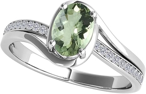 Green-Amethyst And Diamond Ring In Solid Rose, White & Yellow Gold, Best Valentinesday Gift