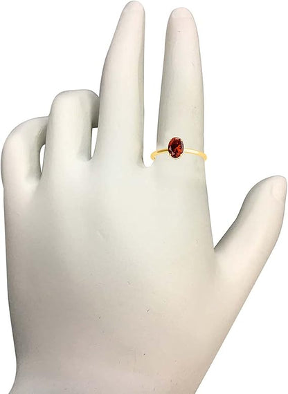 1.45 Cttw Oval Shape Garnet And White Diamond (H-I, I1-I2) Ring made in 10K Rose, White, Yellow Gold