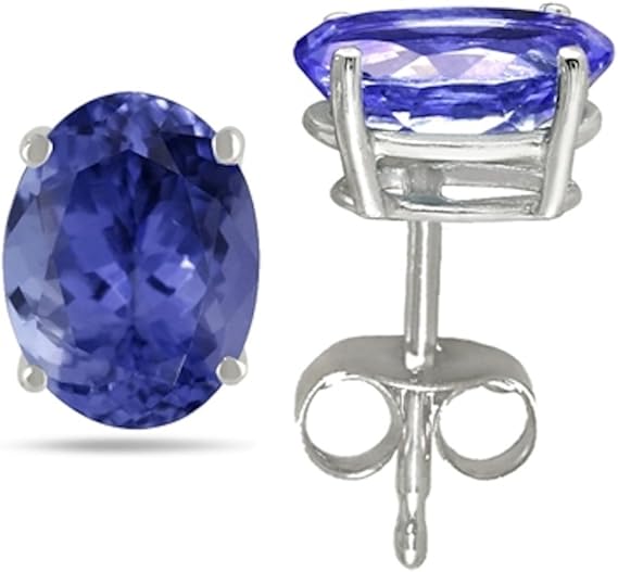 Oval Tanzanite Earrings in Sterling Silver (6x4 mm)