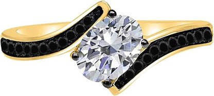 Aonejewelry 1.00 Carat Black And Oval Shape Diamond Ring In 14K White, Rose & Yellow Gold, Best Valentinesday Gift