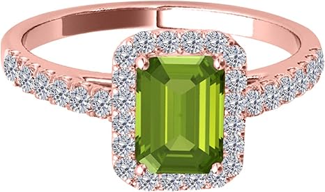 1.85 Ct. 10k Rose, White & Yellow Gold Peridot Diamond Ring, Best Valentinesday Gift