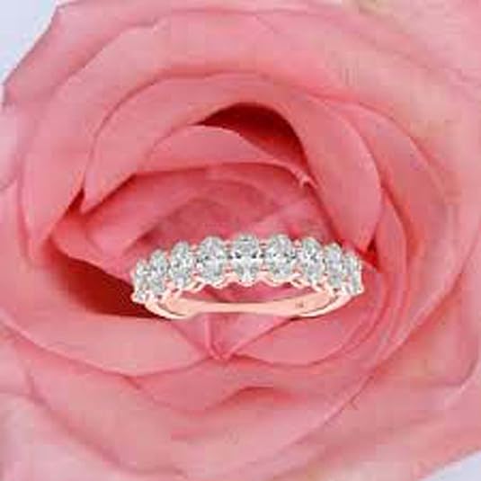 1.00 Carat Lab-Grown Oval Shape White Diamond Wedding/Engagement Band For Women/Girls In 14K Rose, Yellow & White Gold