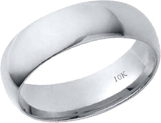 10K Solid Gold 6MM Plain Men's and Women's Wedding Band Ring