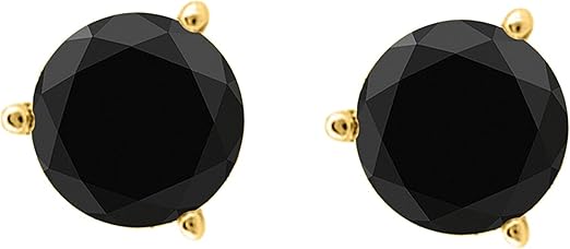 AoneJewelry1.00 CaratsW Round Black Diamond Martini Stud Earrings for Women In 14K Yellow Gold Prong-Setting Gemstone Wedding Jewelry Collection