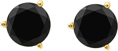 AoneJewelry1.00 CaratsW Round Black Diamond Martini Stud Earrings for Women In 14K Yellow Gold Prong-Setting Gemstone Wedding Jewelry Collection