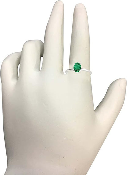 0.85 Cttw Natural Oval Shape Emerald Gemstone Ring made in 10K Rose, White, Yellow Gold