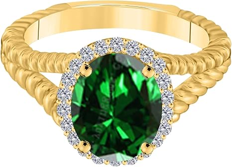 2.00 Carat Oval Shape Emerald Diamond Ring In 10K Solid Rose, White & Yellow Gold, Best Valentinesday Gift