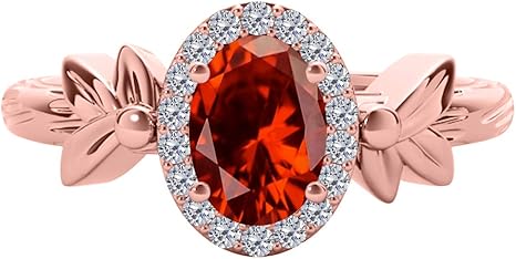 1.40 Carat Diamond And Garnet Ring In 10K Solid Rose, Yellow & White Gold, Best Valentinesday Gift