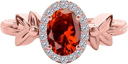 1.40 Carat Diamond And Garnet Ring In 10K Solid Rose, Yellow & White Gold, Best Valentinesday Gift