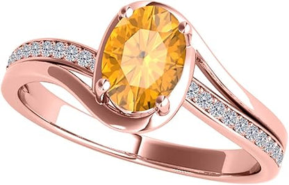 1.40 Carat Diamond Oval Shape Citrine In 10K Solid Rose, White & Yellow Gold, Best Valentinesday Gift