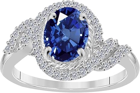 AoneJewelry 1.45 Ct. Created Sapphire And Diamond Ring crafted In 10K Rose, White & Yellow Gold, Best Valentinesday Gift