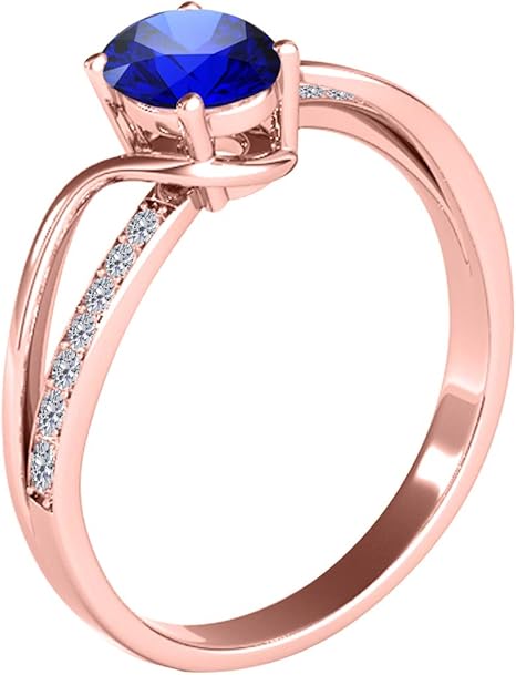 1.00 Carat Tanzanite & Diamond Ring Rose, Yellow White Gold In 10K, Best Valentinesday Gift