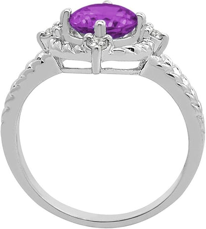 AoneJewelry Amethyst and Diamond Ring in 10K Gold