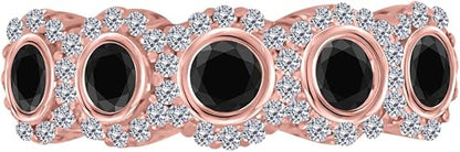 AoneJewelry Natural Round White Diamond & Bezel Set Black Diamond Wedding Band In 1.00 Carat 14K Rose, White & Yellow Gold, Best Valentinesday Gift