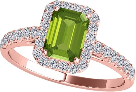 1.85 Ct. 10k Rose, White & Yellow Gold Peridot Diamond Ring, Best Valentinesday Gift