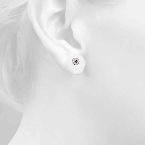 Gemstone Diamond Studs Earrings For Women 1.50 Carat 5MM Round Sapphire With Natural Round White Diamond Studs Push Back Earrings For Ladies In 10K Solid Rose White Yellow Gold Best Jewelry Gift For Her By Aone Jewelry