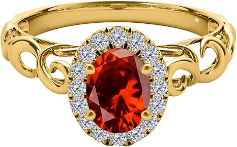 1.35 Carat Oval Shape Garnet And Diamond Ring In 10K Solid Rose, White & Yellow Gold, Best Valentinesday Gift