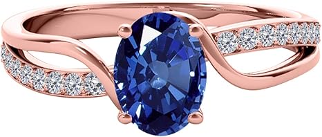 10K 1.00 Carat Sapphire And Diamond Ring In Rose, Yellow White Gold, Best Valentinesday Gift