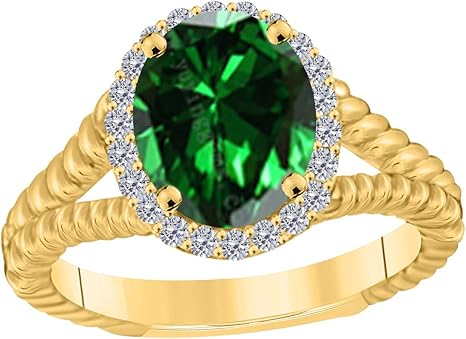 2.00 Carat Oval Shape Emerald Diamond Ring In 10K Solid Rose, White & Yellow Gold, Best Valentinesday Gift