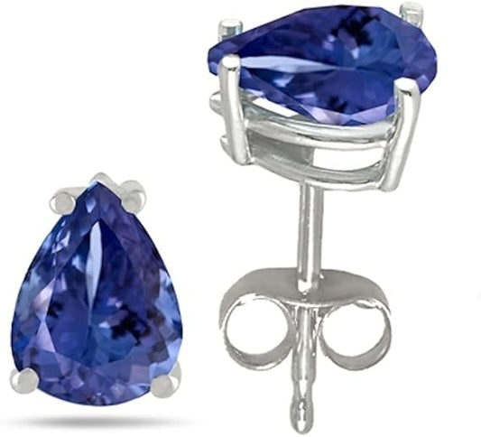 Pear Tanzanite Earrings in Sterling Silver (6x4 mm)