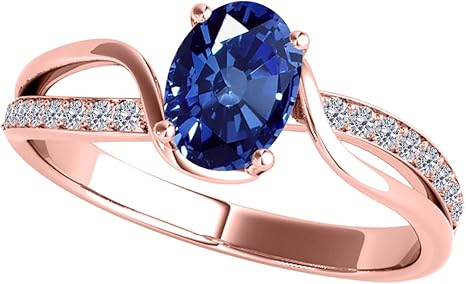 10K 1.00 Carat Sapphire And Diamond Ring In Rose, Yellow White Gold, Best Valentinesday Gift