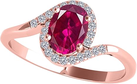 10K 1.00 Carat Diamond And Oval Shape Gemstone Ring In Rose, White & Yellow Gold, Best Valentinesday Gift